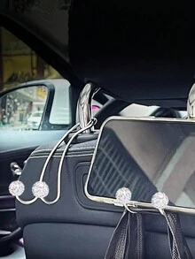 1 件不銹鋼汽車掛件收納帶鑽石掛鉤,汽車座椅背掛鉤,簡約內裝配件