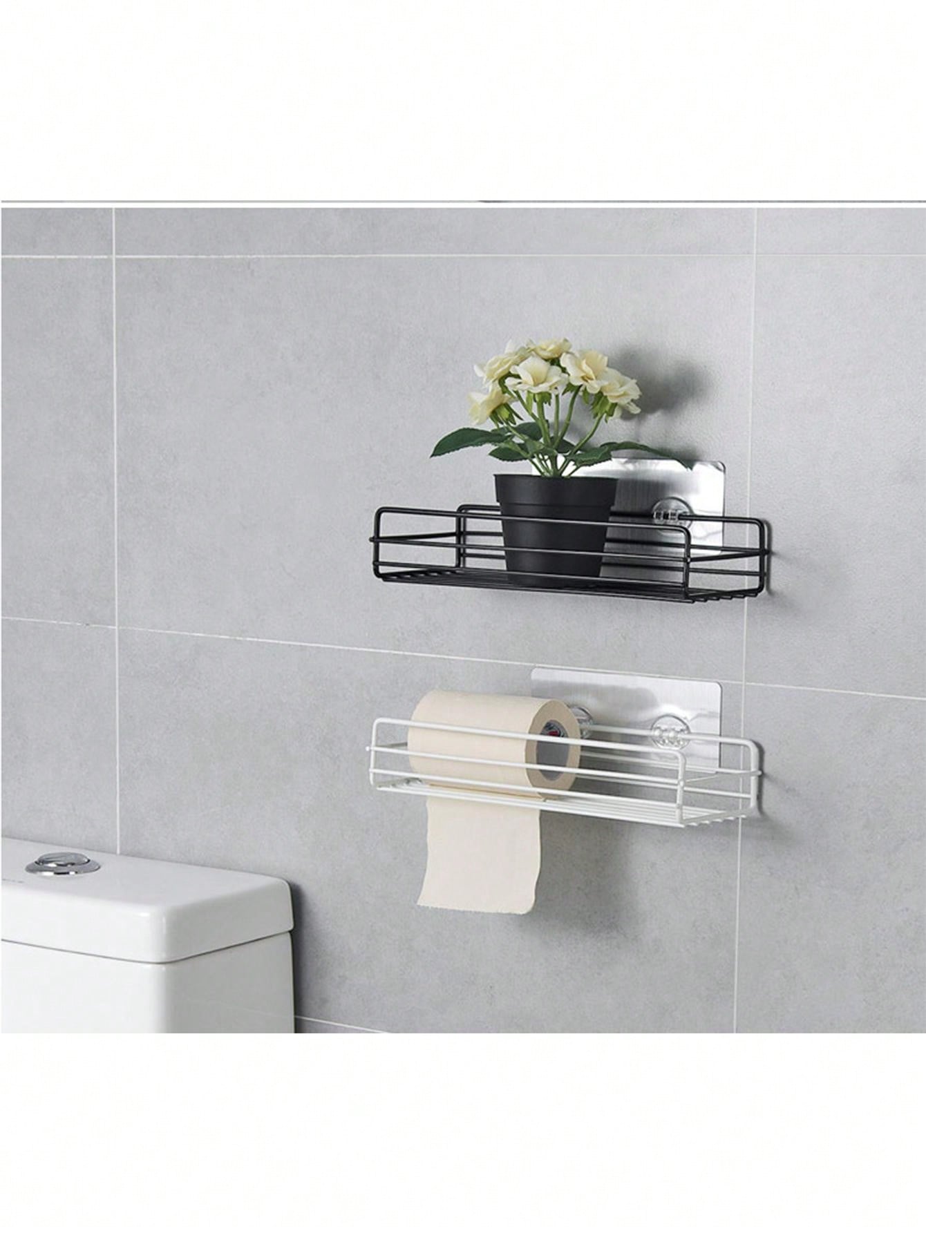 1pc Bathroom Toiletries Shelf Wall Mounted, No Drilling Required Shower