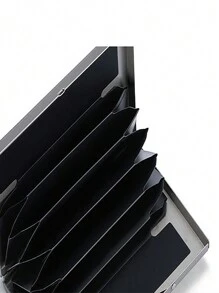 1pc Stainless Steel Metal Card Holder, 10 Card Slots Accordion Style Card Case - Silver - View 6