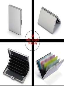 1pc Stainless Steel Metal Card Holder, 10 Card Slots Accordion Style Card Case - Silver - View 3
