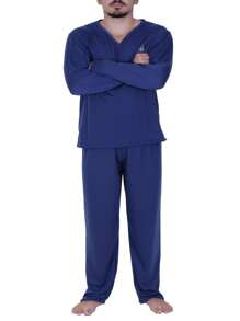 Men Loungewear Sets - Màu xanh hải quân - Xem 3