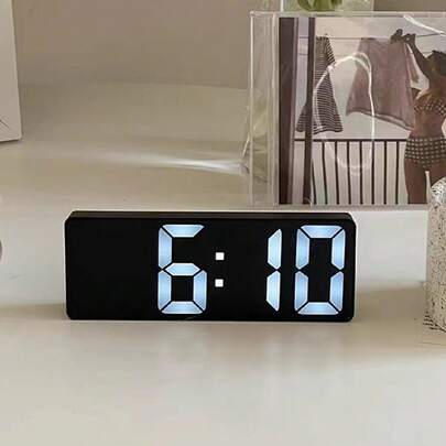 1pc LED Mirror Desk Clock, Digital Alarm Clock With Snooze Function, Time Display, Desk Electronic Clock, Snooze Function, Night Light, Desk USB Clock, Home Decor, Smart Clock, Bedroom/Office Desk Clock, Home Decor, Room Decor, Digital Clock, Bedroom Decor, Dorm Decor, Back To School Decor, School Surprise, Study Supplies