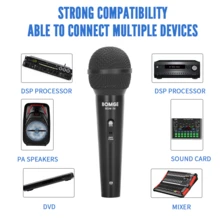 附帶5米音頻線的動態麥克風,適用於唱歌、演說、直播等 - 黑色 - 查看 4