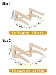 1pc Foldable Portable Wooden Vertical Laptop Stand For Desktop Laptop, Compatible With 11-18 Inches - Beige - View 4
