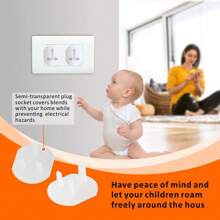 20pcs Three-Prong Outlet Covers Baby Proofing, Clear UK Type Safe & Secure Electric Plug Protectors For Kids Home Protection Baby Shower Family Decorations Gifts - Clear - View 9