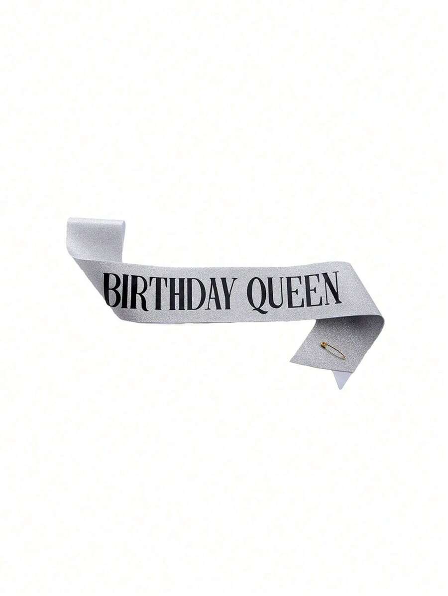 Silver Birthday Queen Sash - Silver - View 1