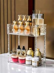 1pc 2/3 Layers Transparent Cosmetic Organizer Storage Rack For Countertop, Display Shelf For Desk Gadgets, Perfume And Skincare Makeup Products Tray - Clear - View 5