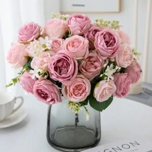 1/3PCS Artificial Peony Flowers Silk Hydrangea Bouquets Artificial Roses Fake Plants For Spring Autumn Decorations, Wedding Vase For Home,Dining Room, Bedroom,Kitchen,Bathroom Decorations,Mother Day Gift, Festival Birthday Party Accessories, Outdoor Garden Decorations
