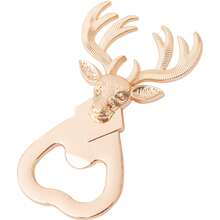 聖誕節主題黑金色聖誕麋鹿瓶開啟器,適用於婚禮,新娘派對禮物或嬰兒派對小禮物 - 理想的聖誕節裝飾紀念品和禮物 - 每件產品都個別包裝 - 金色 - 查看 2