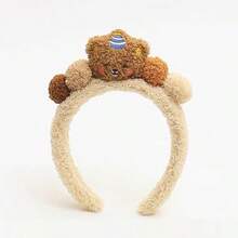 1頂女士多色毛絨3d玩具熊和毛球耳帶,適合秋冬季節