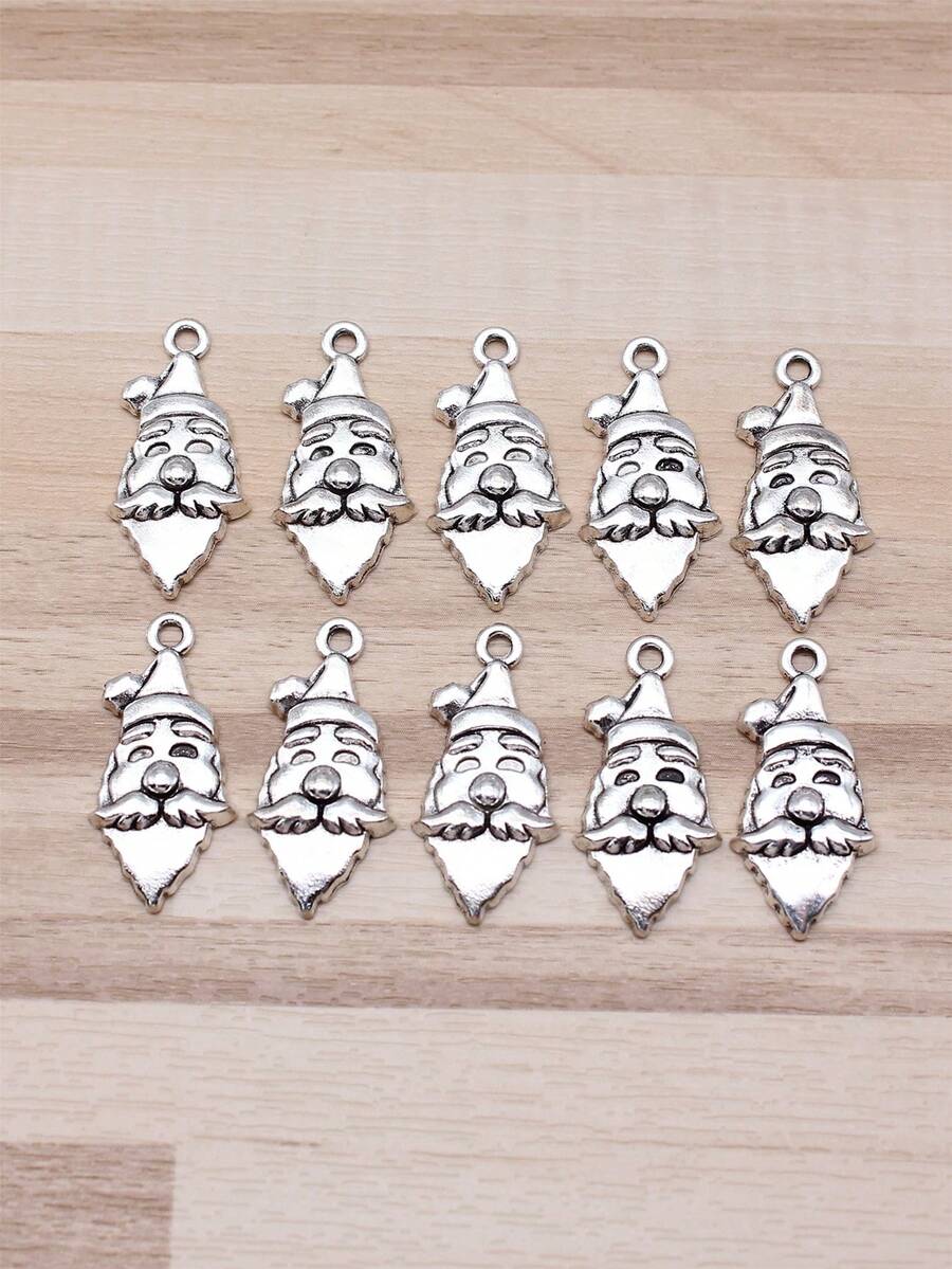 10入/袋27x13mm(1.06x0.51英寸)古銀色聖誕老人吊墜,適用於diy手鍊項鍊製作 - 古銀色-10pcs - 查看 1