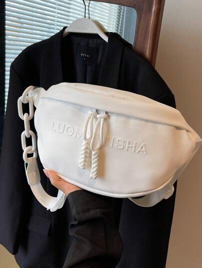 1pc Fashion Solid Color Pu Waist Bag, Versatile Shoulder Crossbody Bag For Daily Commute, Travel, Date, Gift