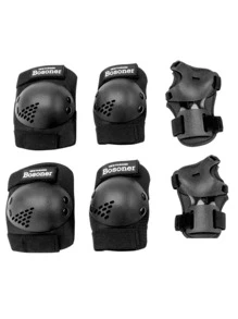 Miếng đệm đầu gối Đệm khuỷu tay Cổ tay Lính canh 3 trong 1 Bộ Đen - màu đen - Xem 1