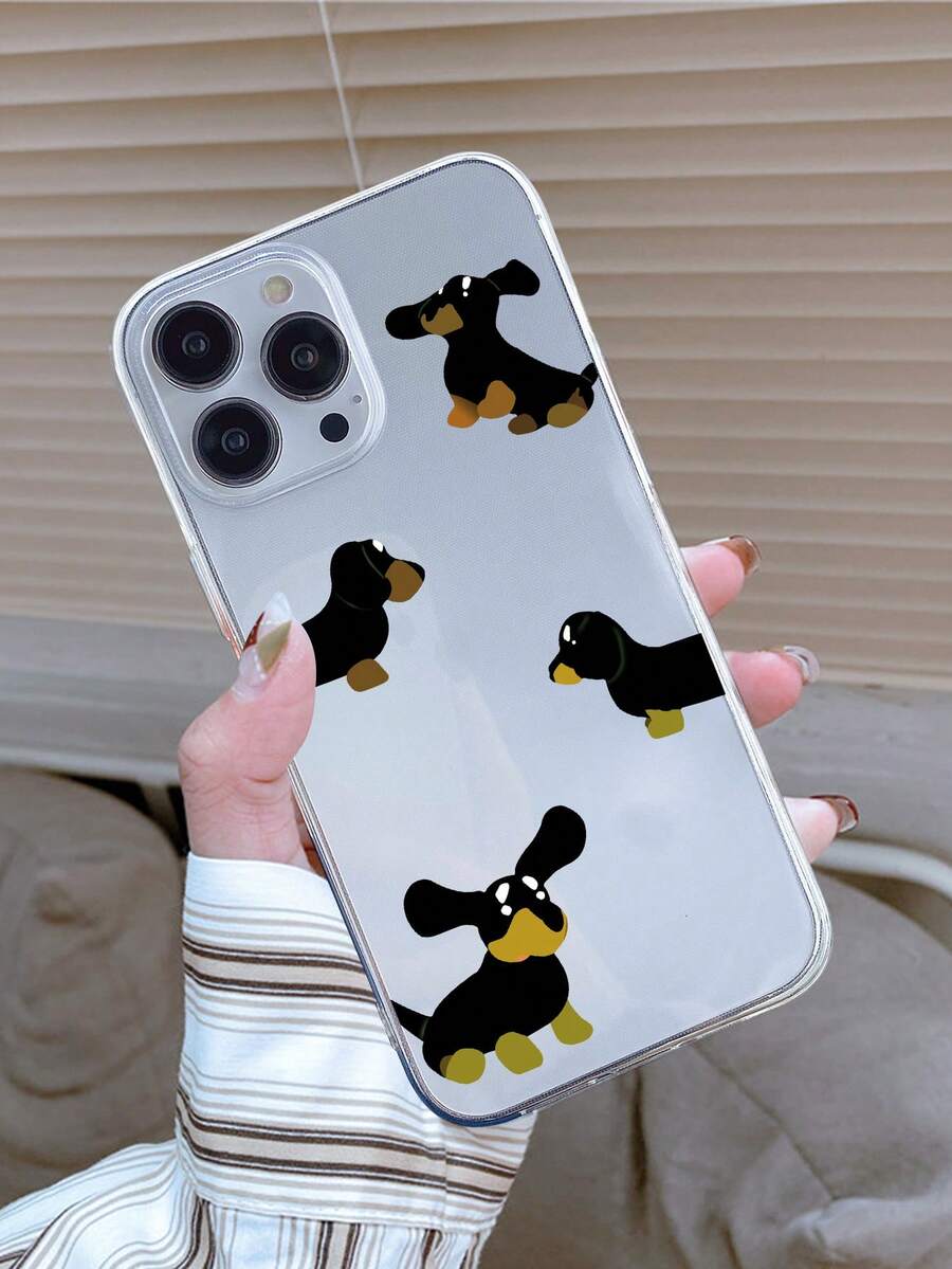 1 pieza Funda suave TPU multicolor con estampado transparente de perro, compatible con Apple iPhone - Multicolor - Ver 1