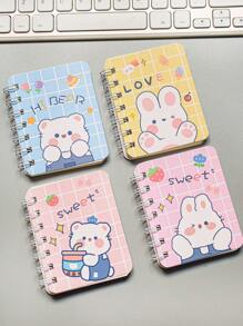 MOKA 4pcs/set A7 Wirebound Side Flip Notebook, Single Book, 80 Sheets Lined Inner Pages - Multicolor - View 1
