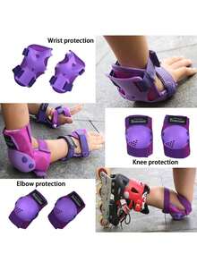 Miếng đệm đầu gối Đệm khuỷu tay Cổ tay Lính canh 3 trong 1 Bộ Đen - màu đen - Xem 3