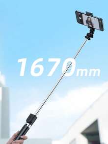 170 厘米自拍杆，便携稳定的手机三脚架，带无线遥控器，兼容 iPhone/Samsung/OnePlus 等智能手机 - 黑色 - 查看 3