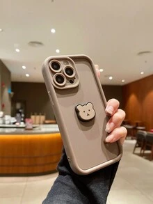 Caja De Teléfono Anti-caída De Dibujos Animados En 3d Totalmente Envuelta Con Diseño De Oso Compatible Con Iphone - Marrón Mocha - Ver 2