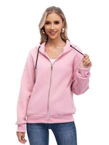 RED MARINE Zip-Up Bomber Jacket With Hood - Baby Pink - View 1