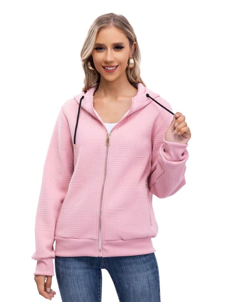 RED MARINE Zip-Up Bomber Jacket With Hood - Baby Pink - View 1