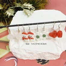 4 cặp/bộ Chuông lấp lánh Giáng sinh, Cây, Tuần lộc, Mũ, Vớ, Găng tay, Bộ bông tai thiết kế người tuyết & bông tuyết, kèm thiệp chúc mừng (Ngẫu nhiên) - Nhiều màu - Xem 28