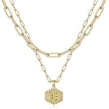 1pc Multi-layered 26 Letter Pendant Necklace With Hexagonal Collarbone Chain