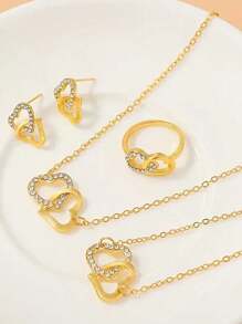 Ensemble de bijoux de mariage élégant en strass 5 pièces pour femmes