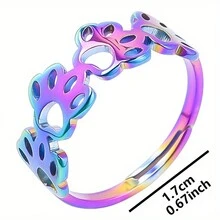 簡約風格不鏽鋼可調戒指,鍍 18k 金,爪形/情侶設計可供選擇,男女皆宜 - 金色 - 查看 3