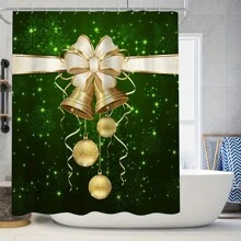 4入組聖誕節淋浴簾,防水淋浴簾附12掛鉤、浴室地墊、馬桶u型地墊、馬桶坐墊套、浴室裝飾、淋浴簾套裝適用於浴室