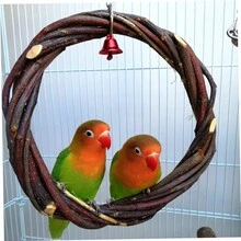 1入蘋果樹枝編織的鳥玩具環,鸚鵡吊環,鳥類鞦韆,鳥籠架葡萄藤環,啃咬玩具 - 咖啡棕 - 查看 7