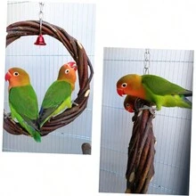 1入蘋果樹枝編織的鳥玩具環,鸚鵡吊環,鳥類鞦韆,鳥籠架葡萄藤環,啃咬玩具 - 咖啡棕 - 查看 5