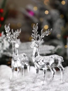 1 Pc Christmas Creative And Cute Transparent Simulation Standing Elk Handicraft Decorations,Suitable For Autumn Decoration And Christmas Holiday Home Decoration Cabinets And Bookshelves Display Cabinet And Dining Table Storage Rack,Christmas Present,Acrylic Craft Suitable For All Seasons Best Gifts Birthday Christmas Decorations Room Decor