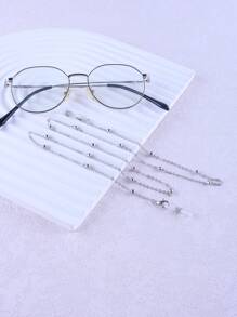 1pc Unisex Silver Eyeglasses Chain, Fashionable & Simple Eyewear Accessory - Silver - View 3