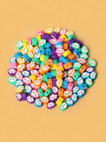 100pcs/pack Cute Cartoon Cloud Shaped Polymer Clay Beads, Random Mixed Color, For Diy Bracelet And Necklace Making - clouds - View 5