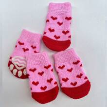 4入組聖誕節紅色雪人圖案小狗貓寵物襪子 - 紅色 - 查看 2