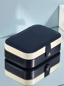 1 件首飾盒皮革首飾收納盒大容量便攜式旅行首飾盒,雙層收納盒適合耳環、項鍊、戒指、口紅、手錶