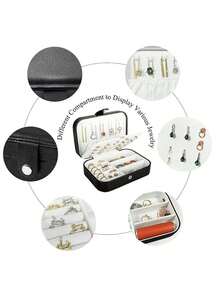 1 件首飾盒皮革首飾收納盒大容量便攜式旅行首飾盒,雙層收納盒適合耳環、項鍊、戒指、口紅、手錶