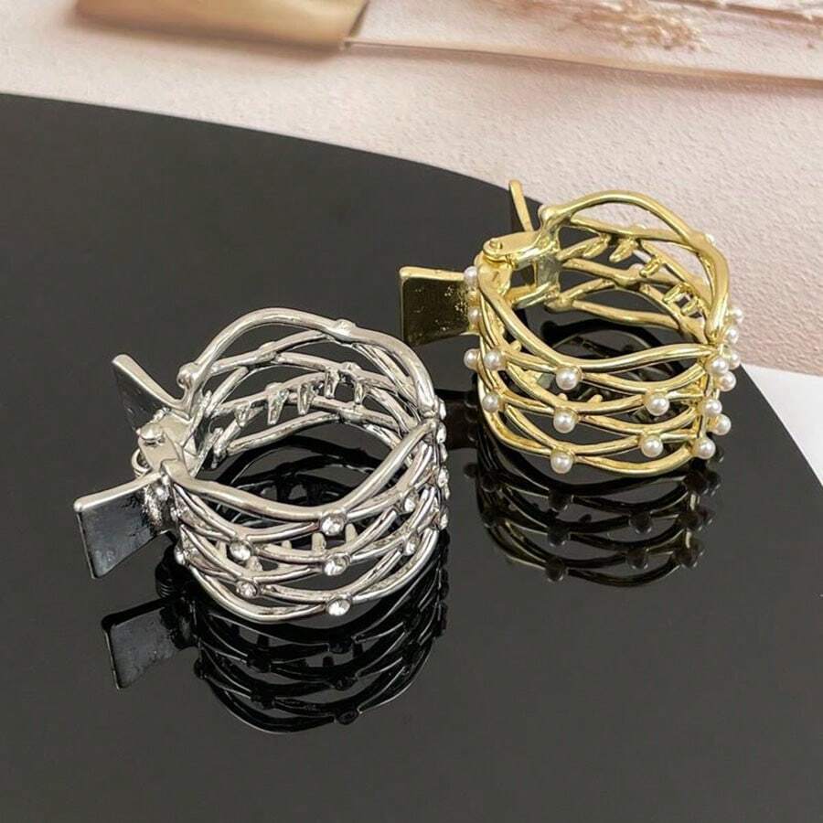 1pc Ladies' Silver High Ponytail Clip, Luxurious & Shiny Hair Accessory Suitable For Daily Use - Silver - View 1