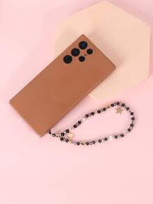 1入組多色水晶玻璃珠手機掛繩女士手腕防丟失吊飾 - 黑色 - 查看 2