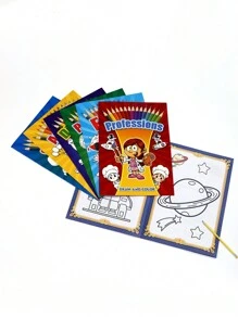Compra Única Disponible: Un Gran Libro Para Colorear De Dibujos Animados Para Estudiantes; Compra De Combinación Disponible: 7 Piezas/libro De Dibujo Para Niños Para Dibujar, Bosquejar Y Colorear - Multicolor - Ver 1