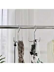 One Upgraded Multifunctional Square Rotatable Hook With Link Design, Space-Saving Organizer Hook Suitable For Clothing, Bags, Scarves, Etc. - Silver - View 7