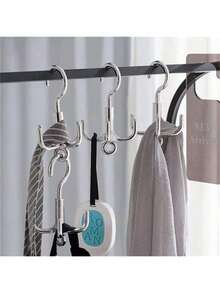 One Upgraded Multifunctional Square Rotatable Hook With Link Design, Space-Saving Organizer Hook Suitable For Clothing, Bags, Scarves, Etc. - Silver - View 8