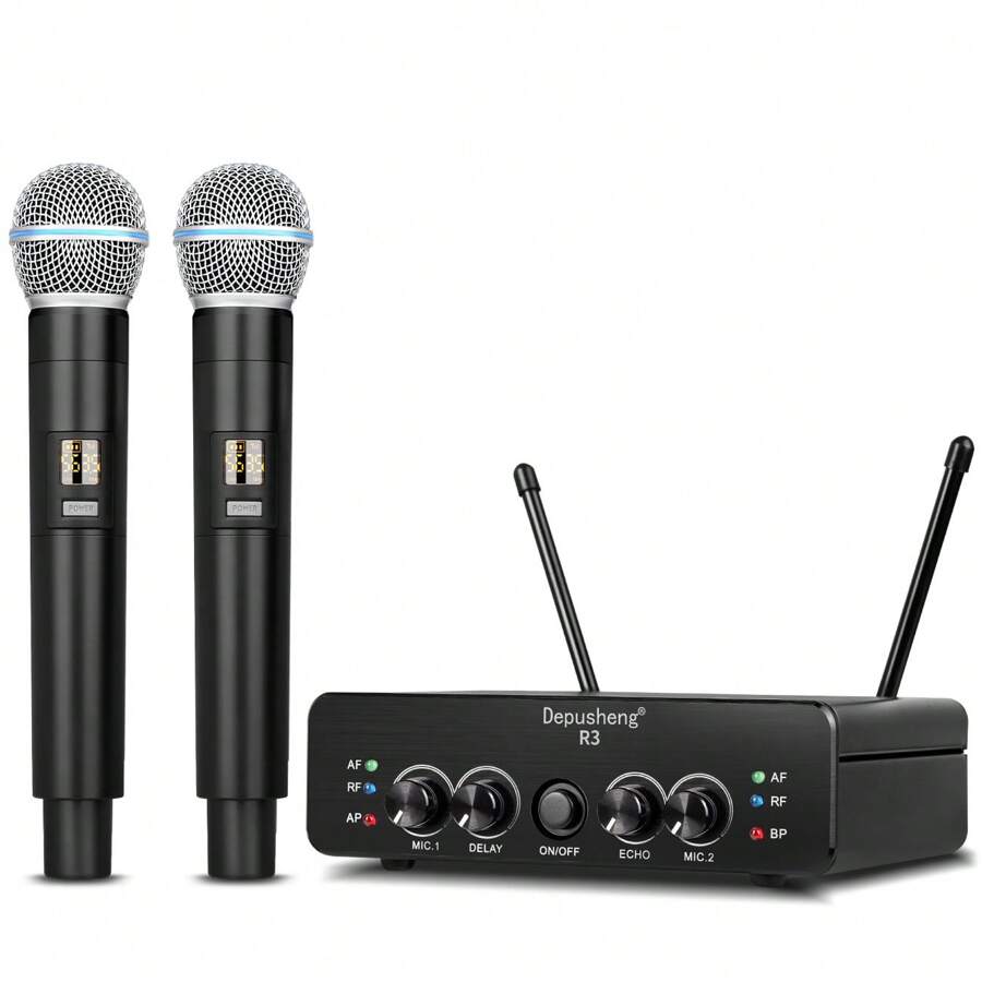 Depusheng R3 Wireless Microphone System, Dual Professional Wireless
