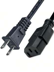 Combo Cable De Corriente Trifásico Trébol 2 Patas + Cable Tipo 8 Bifásico Grabadora + Cable CPU Monitor Fuente De Poder - Negro - Ver 4