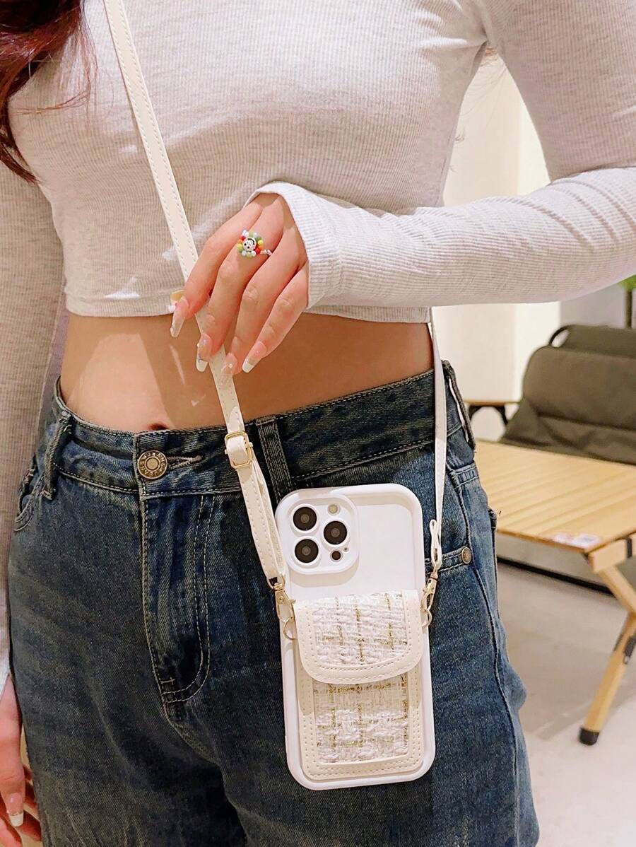 Lanyard Diagonal Crossbody Card Wallet Mobile Phone Case Compatible With Apple Waterproof Shockproof Anti-Fall Scratch Resistant - Multicolor - View 1