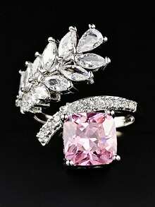 1枚時尚個性化設計的女戒,完美適用於派對、聚會、購物、情人節和聖誕節禮物,r7103粉色