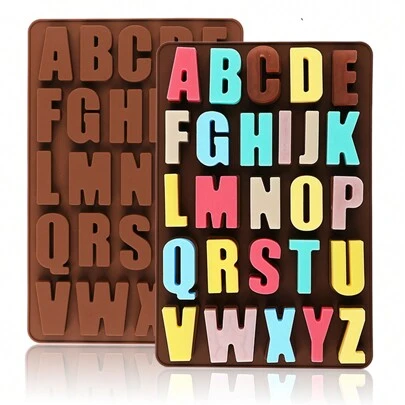 1pc Silicone Mold With 26 Large Letters Alphabet Crayon Chocolate Jelly Ice Cube Tray, Alphabet Shaped Silicone Moulds For Handmade Soap, Cake Decorating Tools