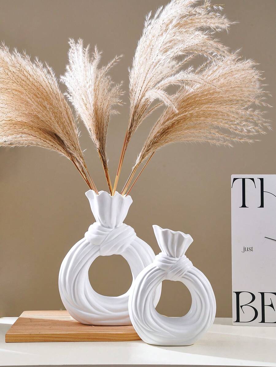 1 Miếng Tối giản hiện đại Nhựa Váy rộng Hình dạng Bình hoa , Thích hợp Đối với Nhà  , Khách sạn , Nhà hàng Và Lối vào Đồ trang trí , Và Đối với Trồng Hoa Và , có thể sử dụng Tất cả Tròn - trắng - Xem 1