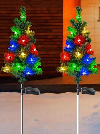 4 件/2 件太阳能草坪装饰灯，IP65 防水，适用于户外装饰花园庭院后院草坪公园氛围灯多色闪烁氛围装饰灯圣诞装饰圣诞礼物感恩节圣诞树装饰饰品圣诞灯卧室装饰家居装饰派对装饰节日节日房间装饰