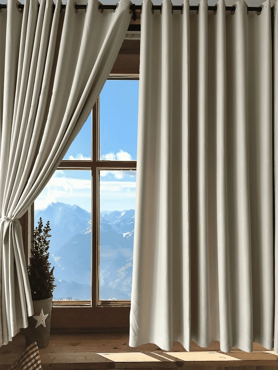 Light Beige High Precision Blackout Faux Silk Window Curtain - 150*250 - View 1